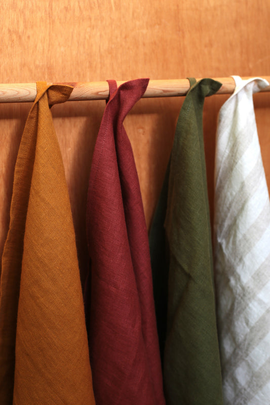 Linen Kitchen/Tea Towel in Brick Red colour