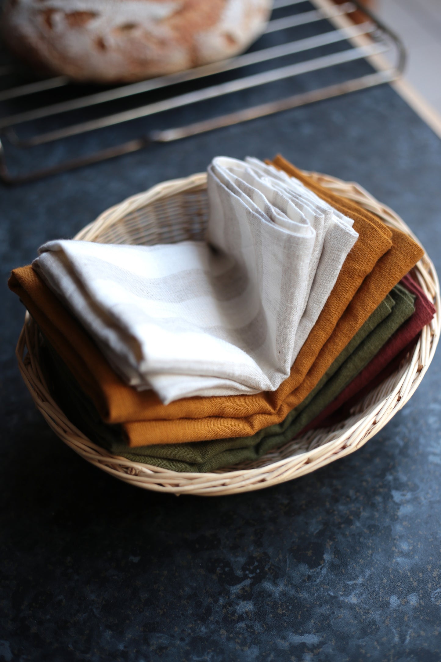 Linen Kitchen/Tea Towel in Brick Red colour