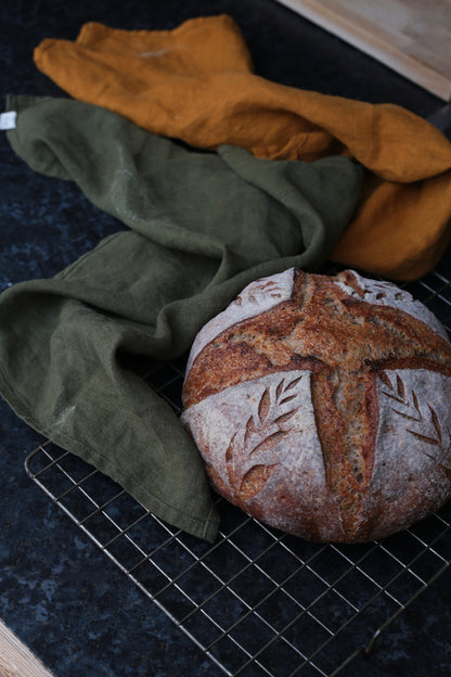 Linen Kitchen/Tea Towel in Forest Green color