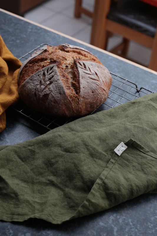 Linen Kitchen/Tea Towel in Forest Green color