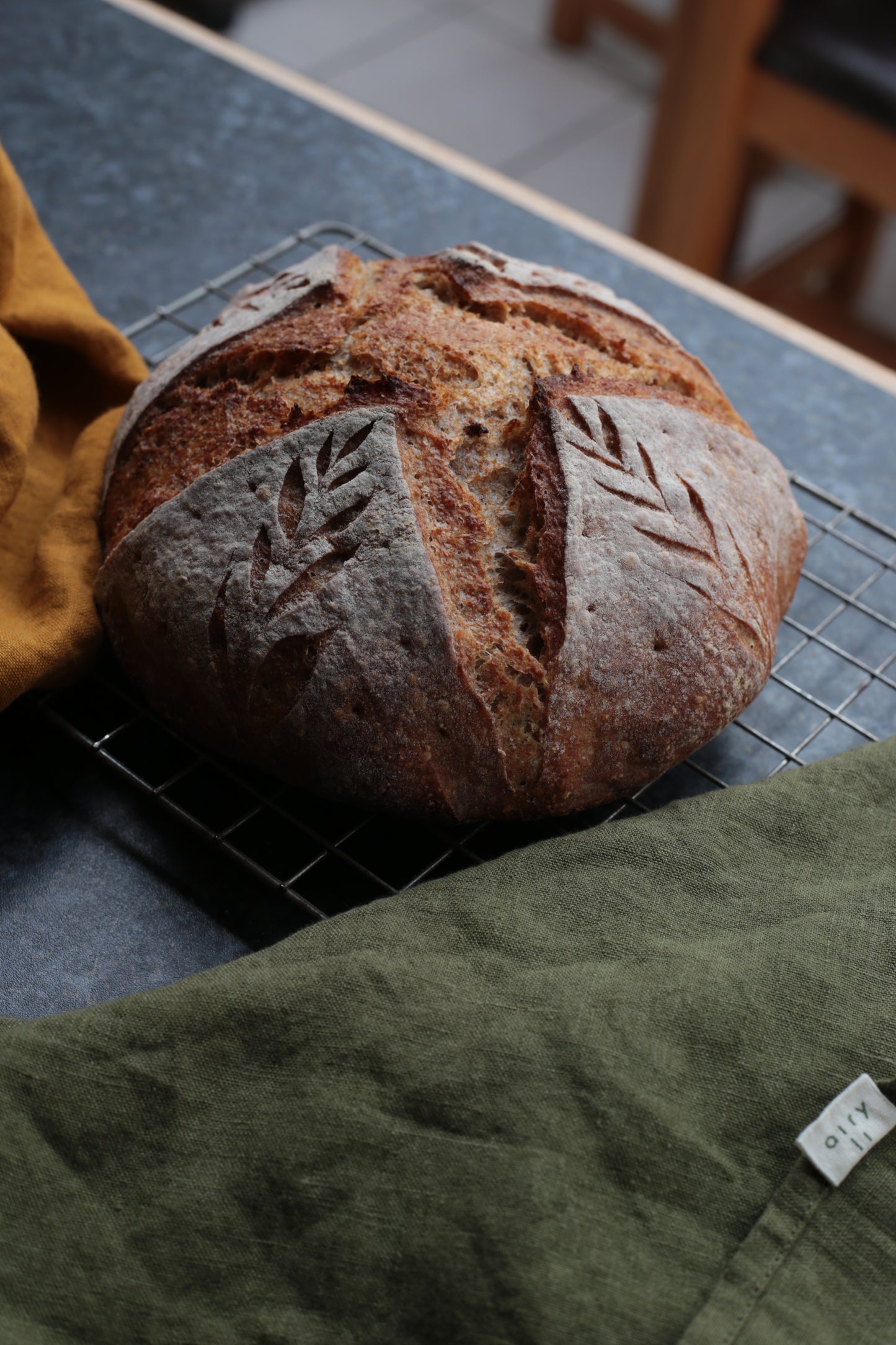 Linen Kitchen/Tea Towel in Forest Green color