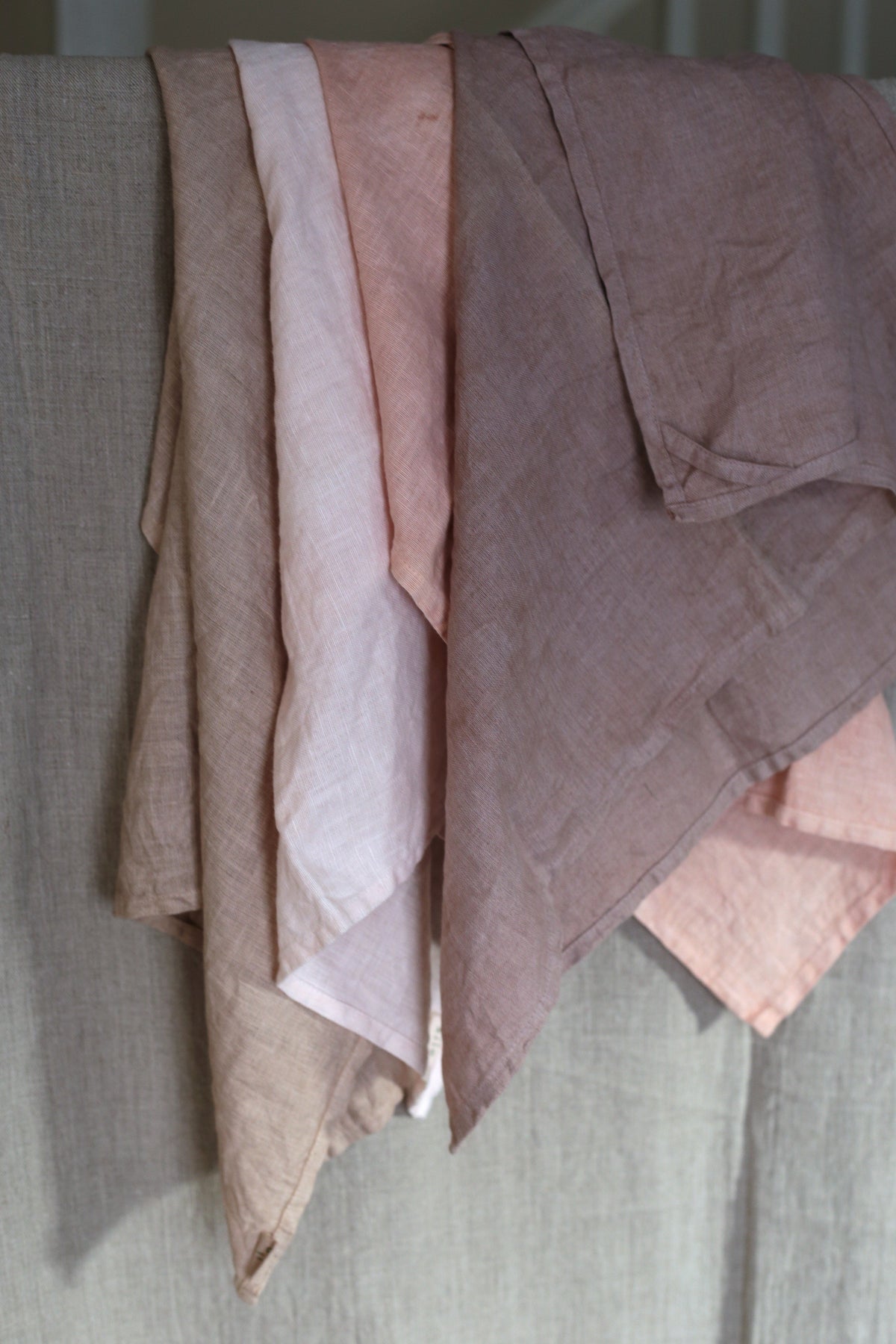 Hand-Dyed Linen Kitchen Towels | Plant-Dyed Dish Cloths with Hanging Loop