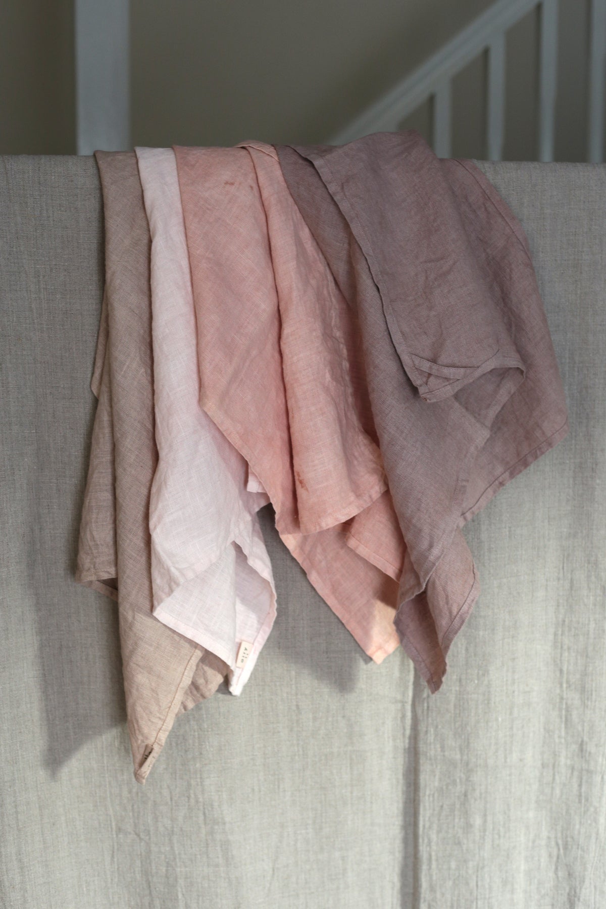 Hand-Dyed Linen Kitchen Towels | Plant-Dyed Dish Cloths with Hanging Loop