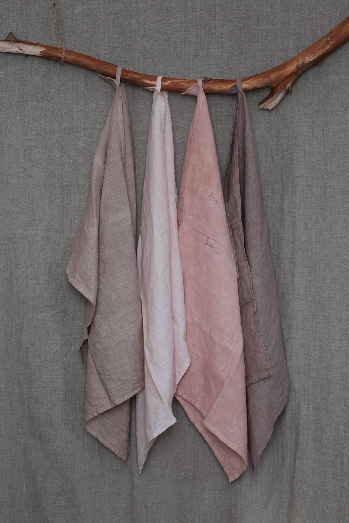 Hand-Dyed Linen Kitchen Towels | Plant-Dyed Dish Cloths with Hanging Loop