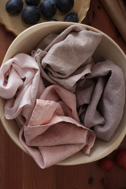 Hand-Dyed Linen Kitchen Towels | Plant-Dyed Dish Cloths with Hanging Loop