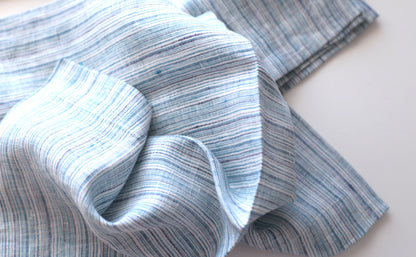 Linen napkins in Blue & Navy & White stripes