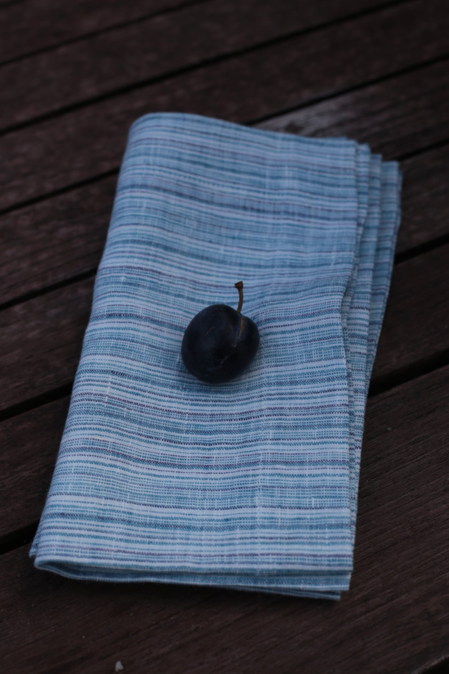Linen napkins in Blue & Navy & White stripes