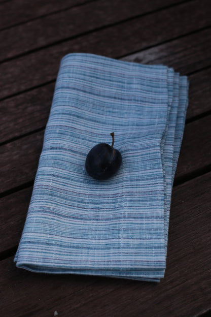 Linen napkins in Blue & Navy & White stripes